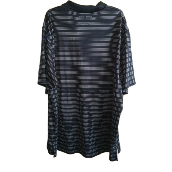 UNDER ARMOUR XXL Polo Heat Gear Dry Shirt Black Grey Striped Golf Preppy Dad Men - Picture 4 of 8